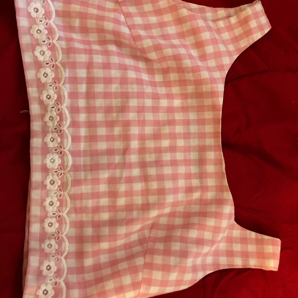Vintage pink cotton gingham halter top small - Picture 3 of 8